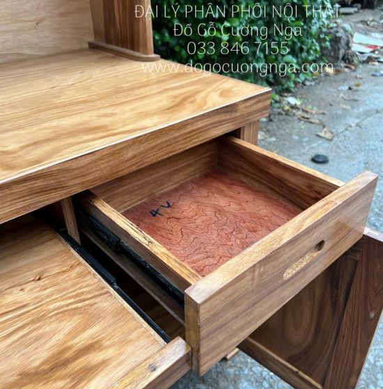 Bàn Học Sinh Gỗ Hương Xám 1m2 Kèm Giá Sách Hiện Đại 
