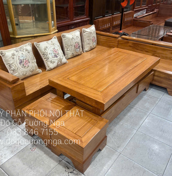 Bộ ghế sofa gỗ gõ đỏ tay trứng cao cấp 2m4x2m 