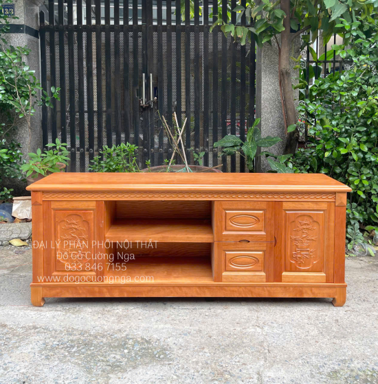 Kệ tivi gỗ Đinh Hương mẫu quẩy KG 08