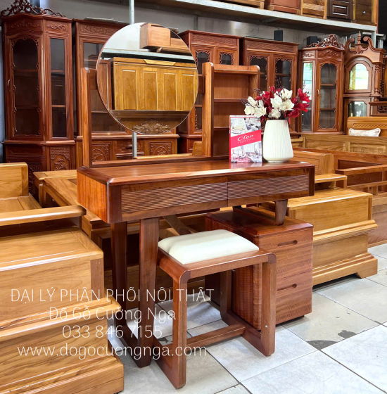 Bàn Phấn Trang Điểm Gỗ Cẩm Vân 1m Hiện Đại TĐ 18.12