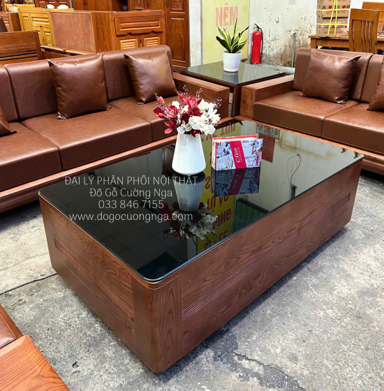 Bàn Ghế Sofa 2 Văng Gỗ Sồi Nga Cao Cấp Chân Thuyền 