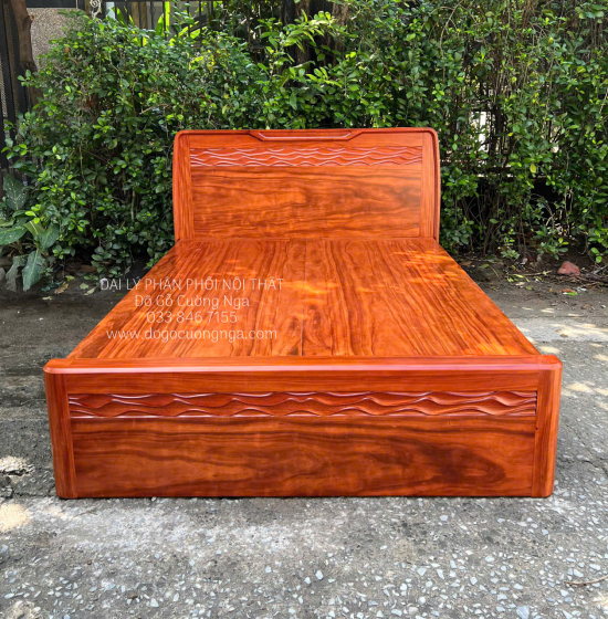 Giường Ngủ Gỗ Cẩm Mẫu Sóng Phản Liền Tấm Sang Trọng 