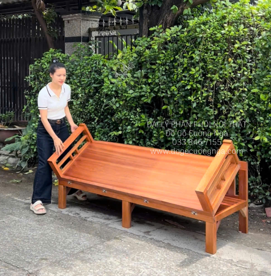 Giường Gấp Gỗ Xoan Đào Bản Lề Âm Giá Rẻ 
