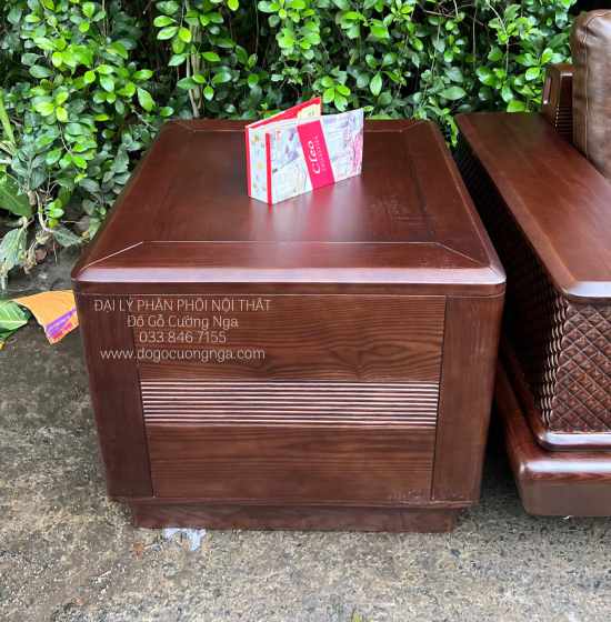 Bàn Ghế Phòng Khách Gỗ Sồi Nga 2 Văng Chân Thuyền Đại