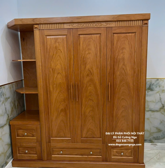 Tủ quần áo gỗ gõ đỏ 1m9 - vế phải 