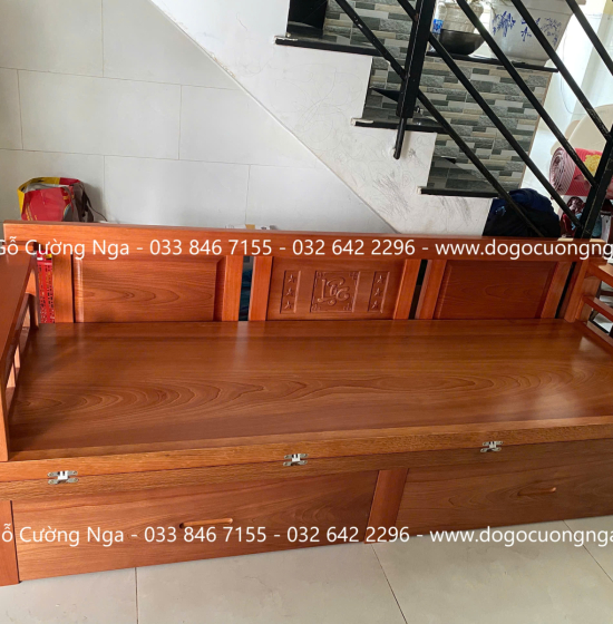 Giường Gấp Gỗ Xoan Đào 2 Ngăn Kéo Cao Cấp Đủ Cỡ 