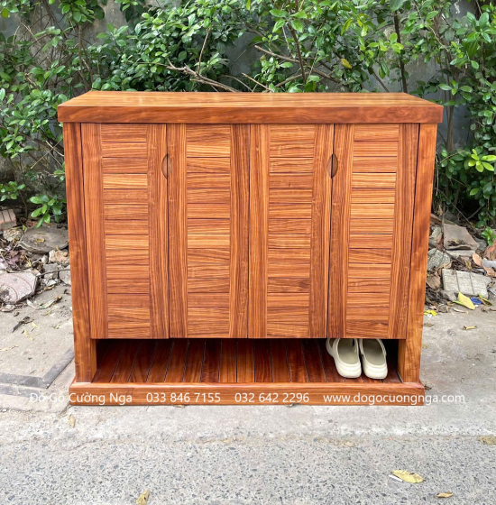Tủ Giày Dép Gỗ Cẩm 4 Cánh Lá Sách Hiện Đại 