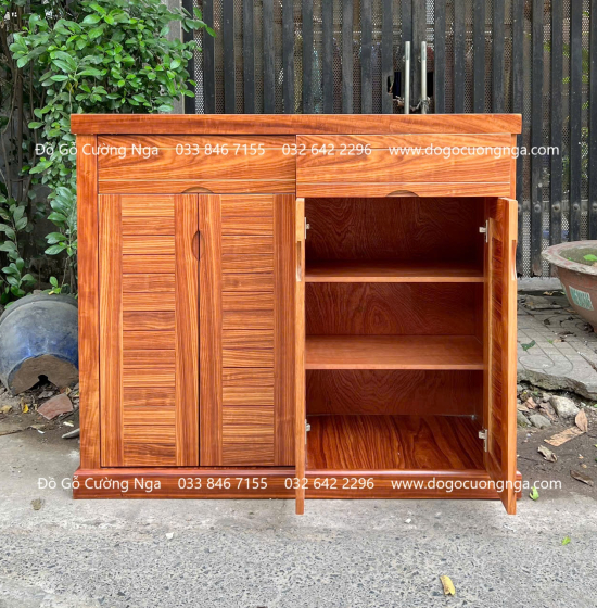 Tủ Giày Dép Gỗ Cẩm Vân 4 Cánh Mở Thiết Kế Lá Sách Tinh Tế 