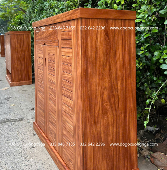 Tủ Giày Dép Gỗ Cẩm Vân 4 Cánh Mở Thiết Kế Lá Sách Tinh Tế 