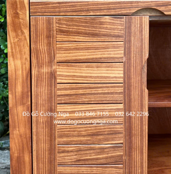 Tủ Giày Dép Gỗ Cẩm Vân 3 Cánh Mở Thiết Kế Lá Sách 