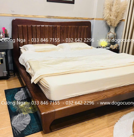 Giường Ngủ Gỗ Sồi Nga Kiểu Nhật Chân Quỳ Óc Chó Sang Trọng 