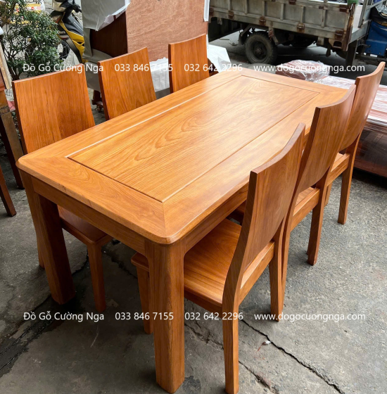 Bộ Bàn Ăn Gỗ Gõ Đỏ 6 Ghế Sang Trọng Hiện Đại