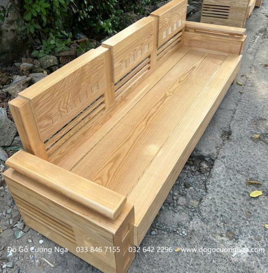 Bàn Ghế Sofa Gỗ Sồi Nga Mẫu Đối - Tay Trứng SF 70