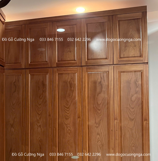 Tủ Áo Gỗ Xoan Đào 4 Cánh Trơn Cao 2 Tầng ( Hàng Đặt )