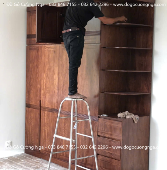 Tủ Quần Áo Gỗ Hương Xám 4 Cánh 2 Tầng Thiết Kế Hiện Đại 