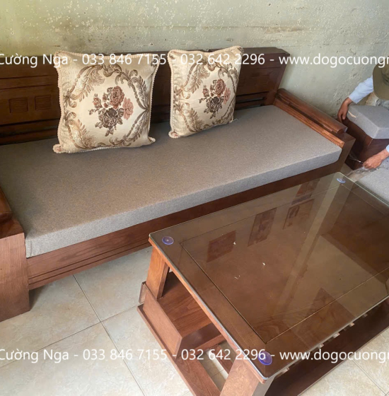 Sofa Gỗ Sồi Nga Nhỏ Gọn Chung Cư Nhà Phố 