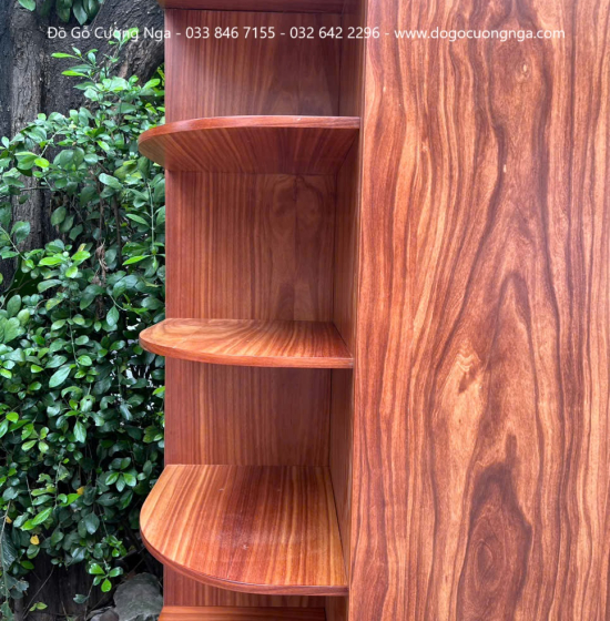 Tủ Quần Áo Gỗ Cẩm Vân 4 Cánh Kết Hợp Góc Trang Trí Hiện Đại 