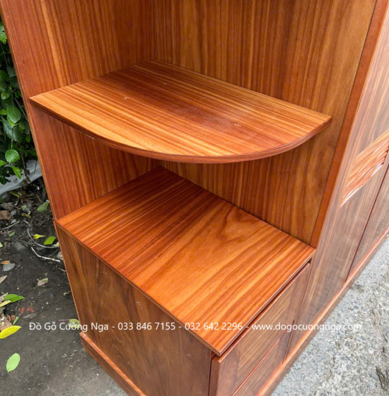 Tủ Quần Áo Gỗ Cẩm Vân 4 Cánh Kết Hợp Góc Trang Trí Hiện Đại 