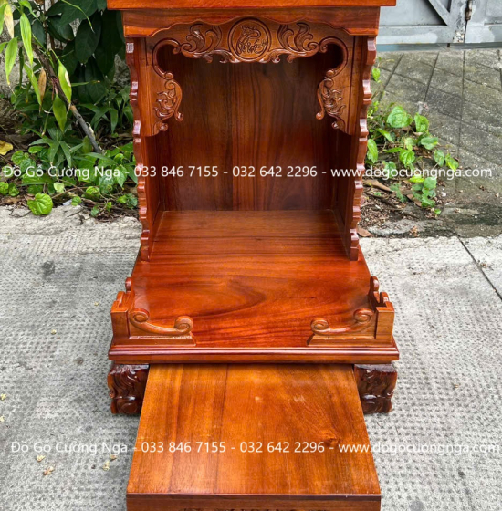 Bàn Thờ Ông Địa Thần Tài Gỗ Tràm 48x68cm Thiết Kế Đơn Giản 