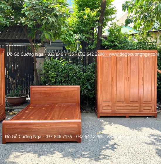 Combo Phòng Ngủ Gỗ Xoan Đào Thiết Kế Đơn Giản 2 Chi Tiết 