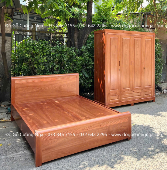 Tủ Áo Gỗ Xoan Đào 3 Buồng 4 Cánh Đơn Giản Sang Trọng 