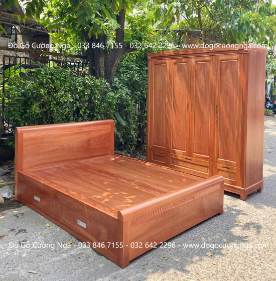 Tủ Áo Gỗ Xoan Đào 3 Buồng 4 Cánh Đơn Giản Sang Trọng 