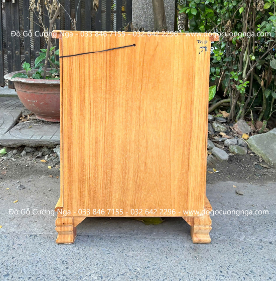 Bàn Thờ Thần Tài Gỗ Gõ Đỏ Cột 8 Rộng 60cm 