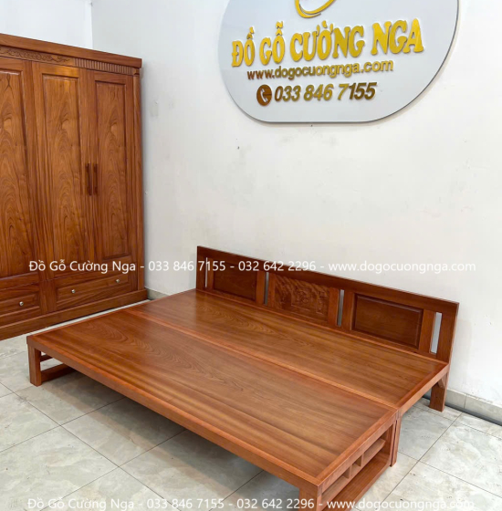 Giường Gấp Gỗ Xoan Đào Bản Lề Âm Giá Rẻ 