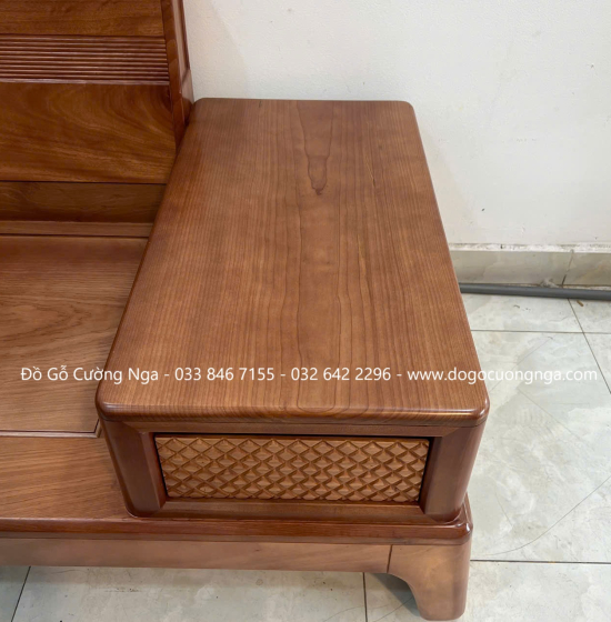 Ghế Sofa Văng Gỗ Xoan Đào Chân Choãi Hiện Đại 3 Món 
