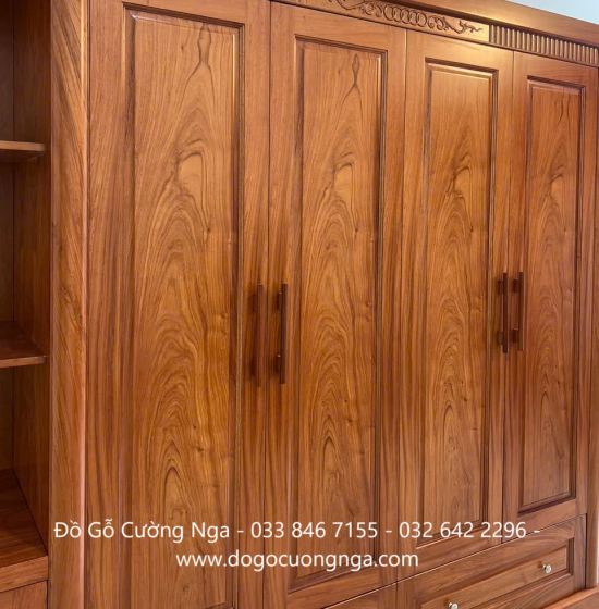 Tủ quần áo gỗ hương đá hiện đại 2m33 - vế phải 