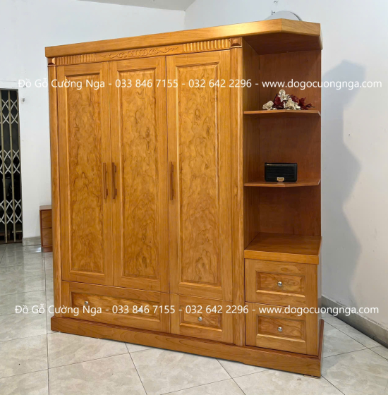 Tủ quần áo gỗ gõ đỏ 1m9 - vế phải 