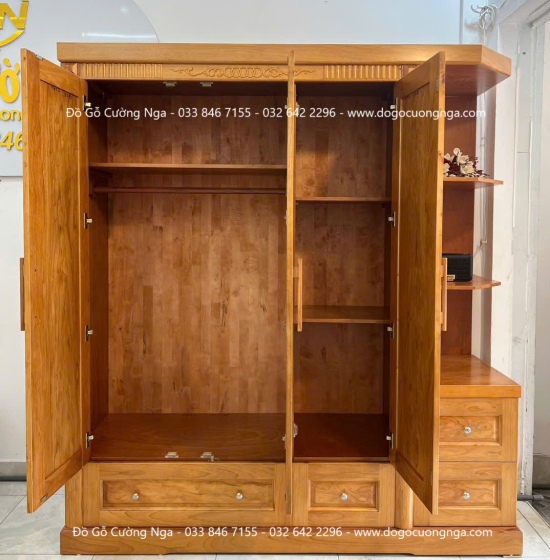 Tủ quần áo gỗ gõ đỏ 1m9 hiện đại - vế phải 