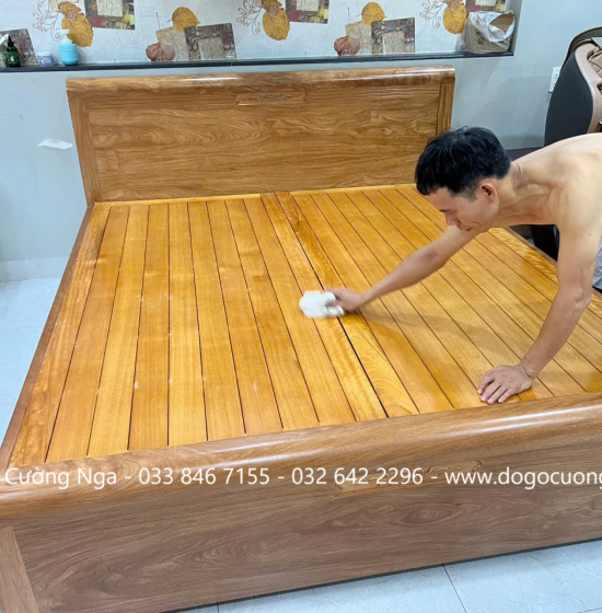 Giường gỗ đinh hương vạt phản - mẫu chỉ hoa 