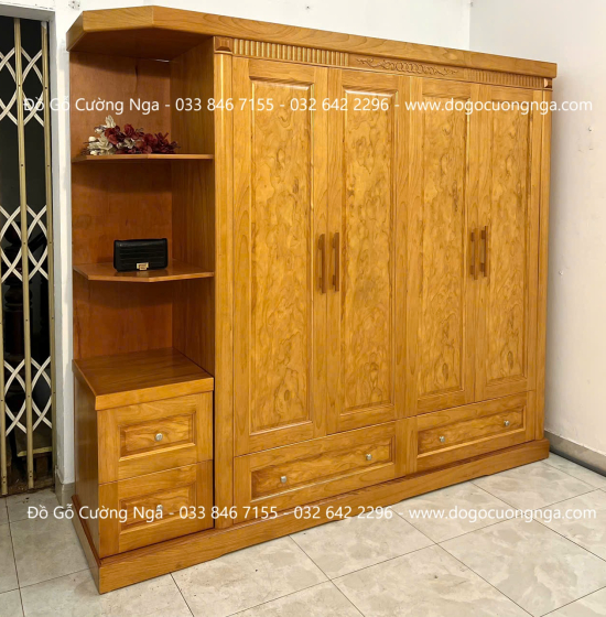 Bộ Combo Phòng Ngủ Gỗ Gõ Đỏ 3 Chi Tiết Tiết Kế Đẹp Mắt Sang Trọng 