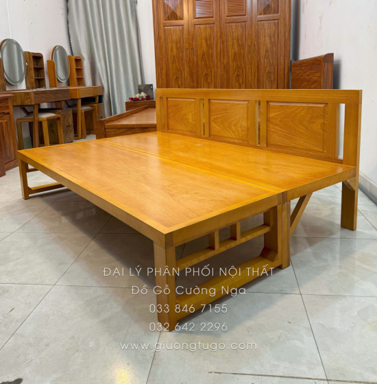 Giường Gấp Gỗ Gõ Đỏ Chân Cao Phù Hợp Người Lớn Tuổi, Mẹ Bầu