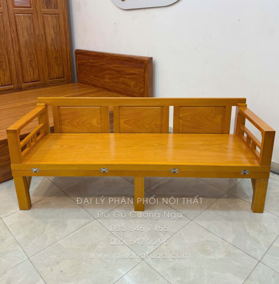 Giường Gấp Gỗ Gõ Đỏ Chân Cao Phù Hợp Người Lớn Tuổi, Mẹ Bầu