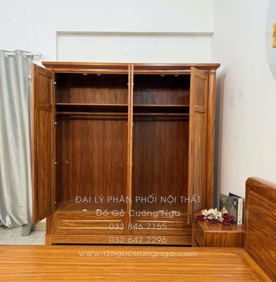 Combo Phòng Ngủ Gỗ Cẩm Vân 3 Chi Tiết Đơn Giản Tinh Tế