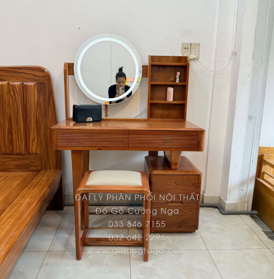 Bàn Phấn Trang Điểm Gỗ Xoan Đào 1m Hiện Đại Giá Rẻ 