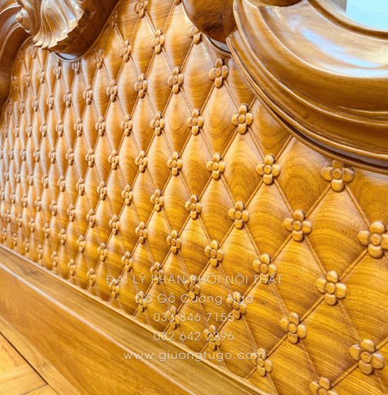 Combo Phòng Ngủ Gỗ Gõ Đỏ 3 Chi Tiết - Hoa Văn Tân Cổ Điển