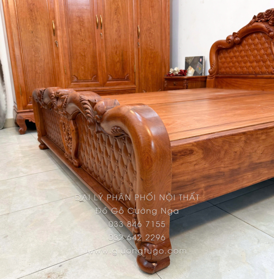 Combo Phòng Ngủ Gỗ Hương Đá 3 Chi Tiết Tân Cổ Điển Sang Trọng