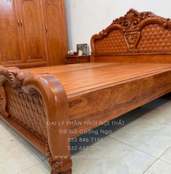 Combo Phòng Ngủ Gỗ Hương Đá 3 Chi Tiết Tân Cổ Điển Sang Trọng