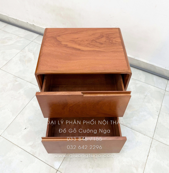 Tủ Táp Đầu Giường Gỗ Hương Đá 2 Ngăn Kéo Sang Trọng