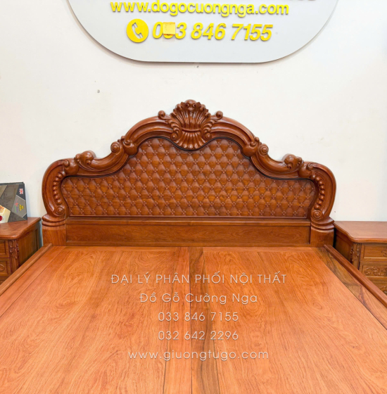 Giường Ngủ Gỗ Hương Đá - Phản Liền Tân Cổ Điển