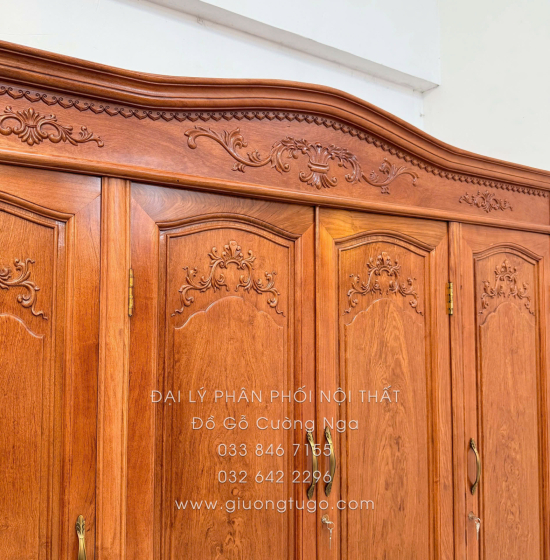 Combo Phòng Ngủ Gỗ Hương Đá 3 Chi Tiết Tân Cổ Điển Cao Cấp