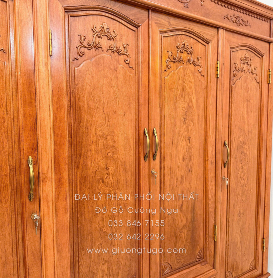 Combo Phòng Ngủ Gỗ Hương Đá 3 Chi Tiết Tân Cổ Điển Cao Cấp