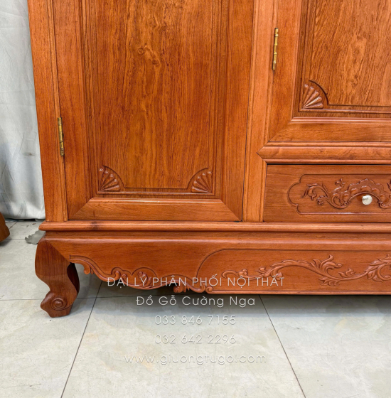 Combo Phòng Ngủ Gỗ Hương Đá 3 Chi Tiết Tân Cổ Điển Cao Cấp