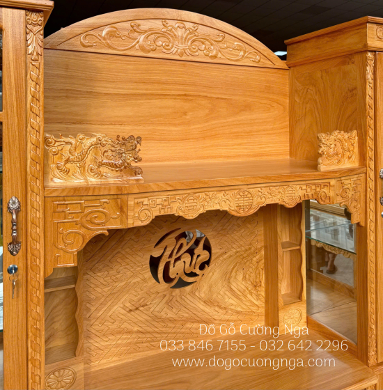 Kệ Tivi Phòng Khách Kết Hợp Tủ Rượu Gỗ Gõ Đỏ Mặt Lưng Liền Sang Trọng