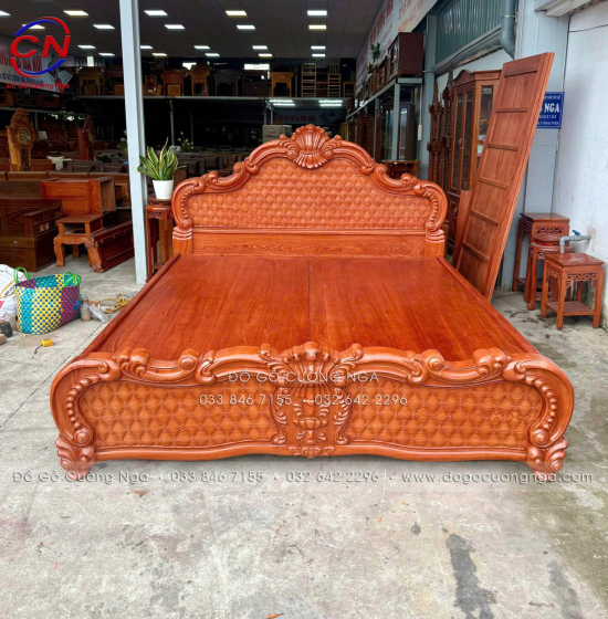 Giường Ngủ Gỗ Hương Đá - Phản Liền Tân Cổ Điển