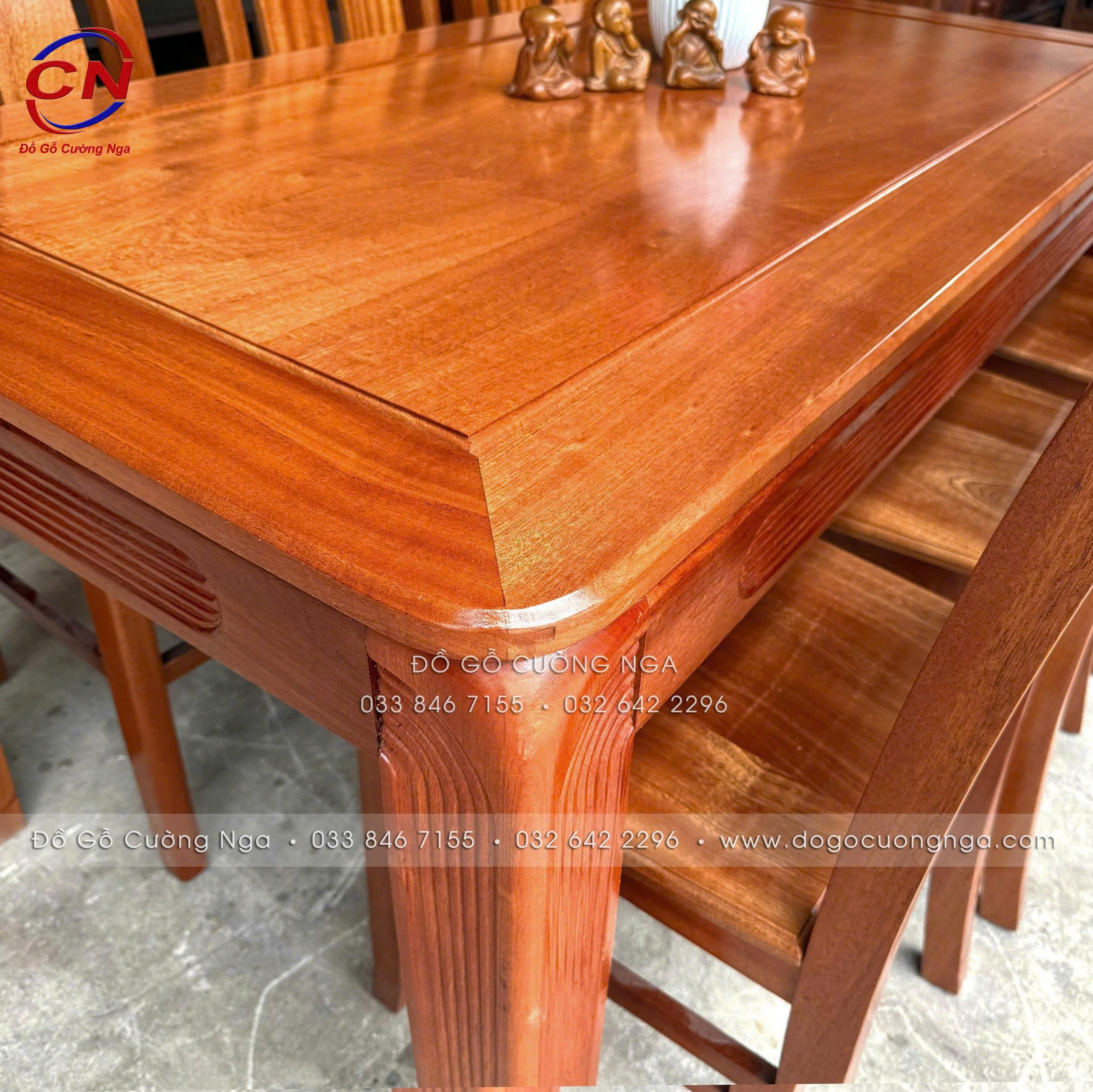 bàn ăn gỗ xoan đào 6 ghế ngồi hiện đại