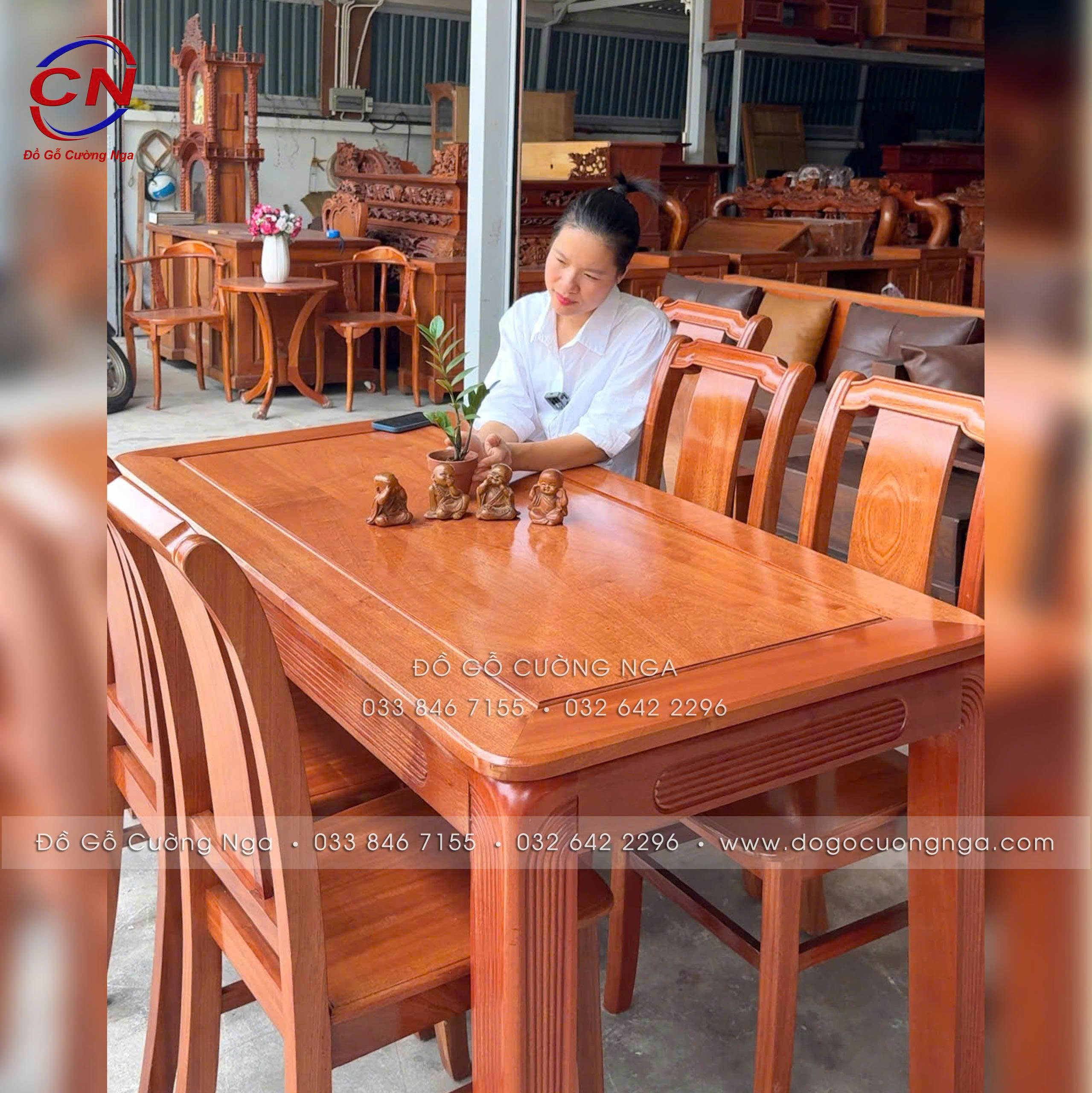 bàn ăn gỗ xoan đào 